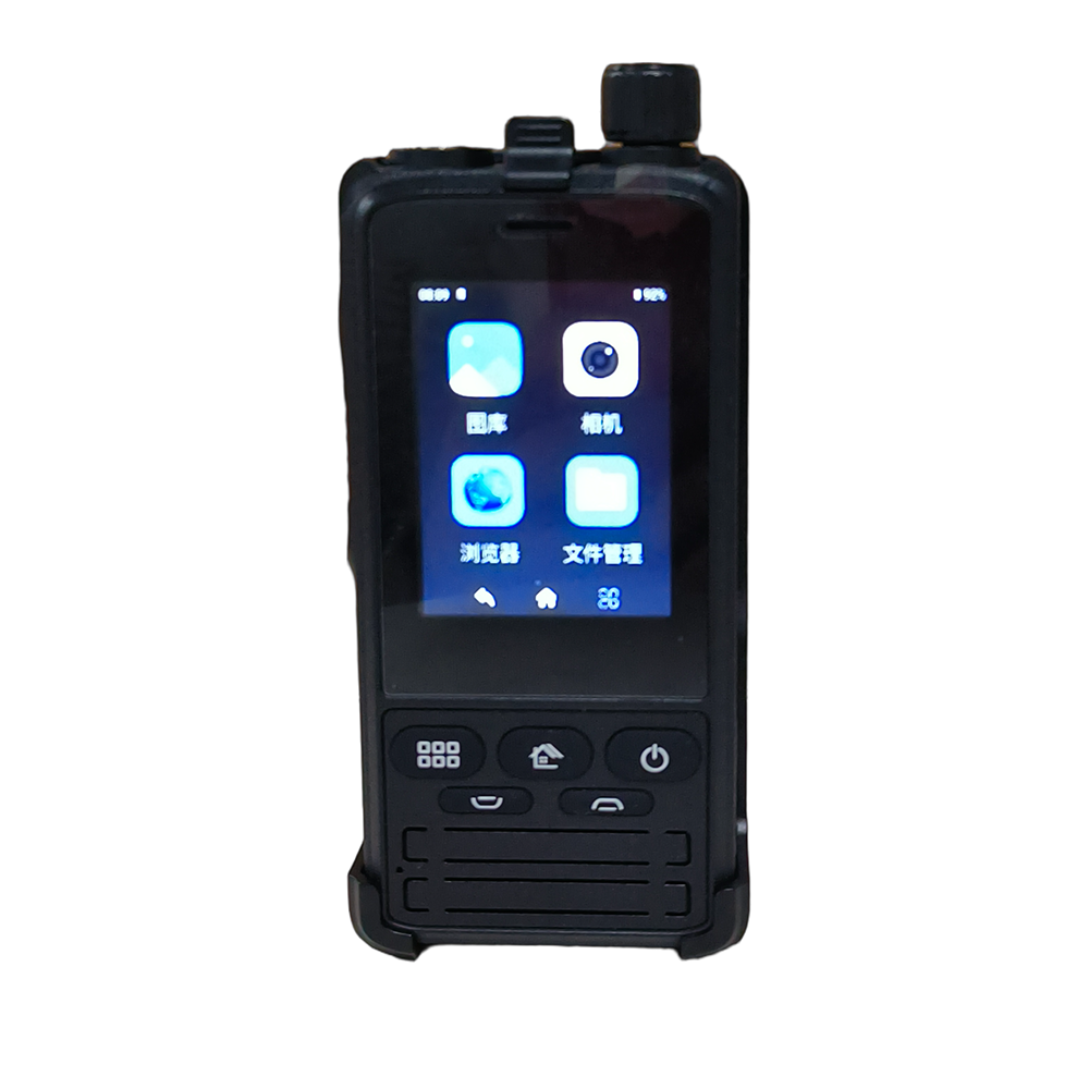 W19 4G PoC radio in trail hiking setting with PTT button and SIM slot showing nationwide push to talk for camping trips
