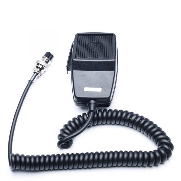 Micrófono CB-507 con enchufe de 4 pines, botón PTT lateral y clip metálico