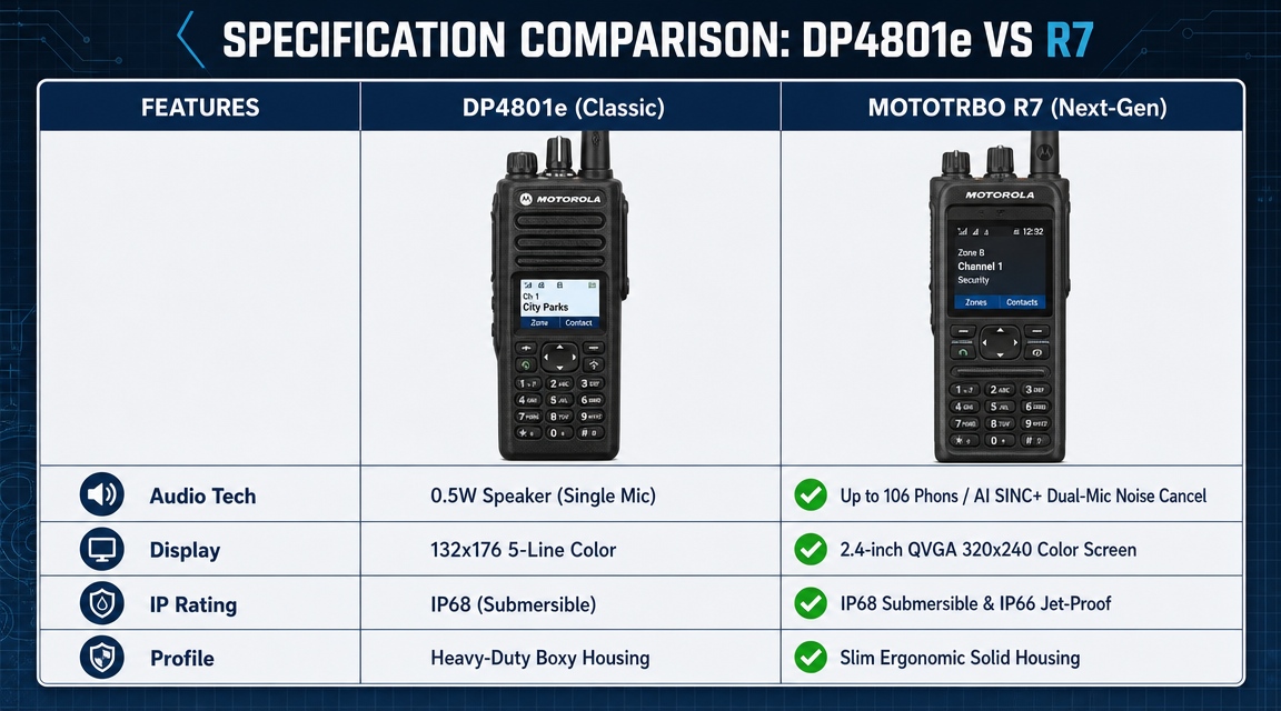 Comparativa DP4801e y R7: Guía de Selección